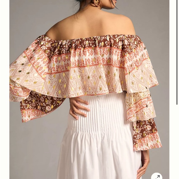 Anthropologie mare mare off the shoulder tiered sleeve top - Picture 2 of 5